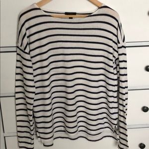 J Crew Navy and White Stripe Long Sleeved Size S